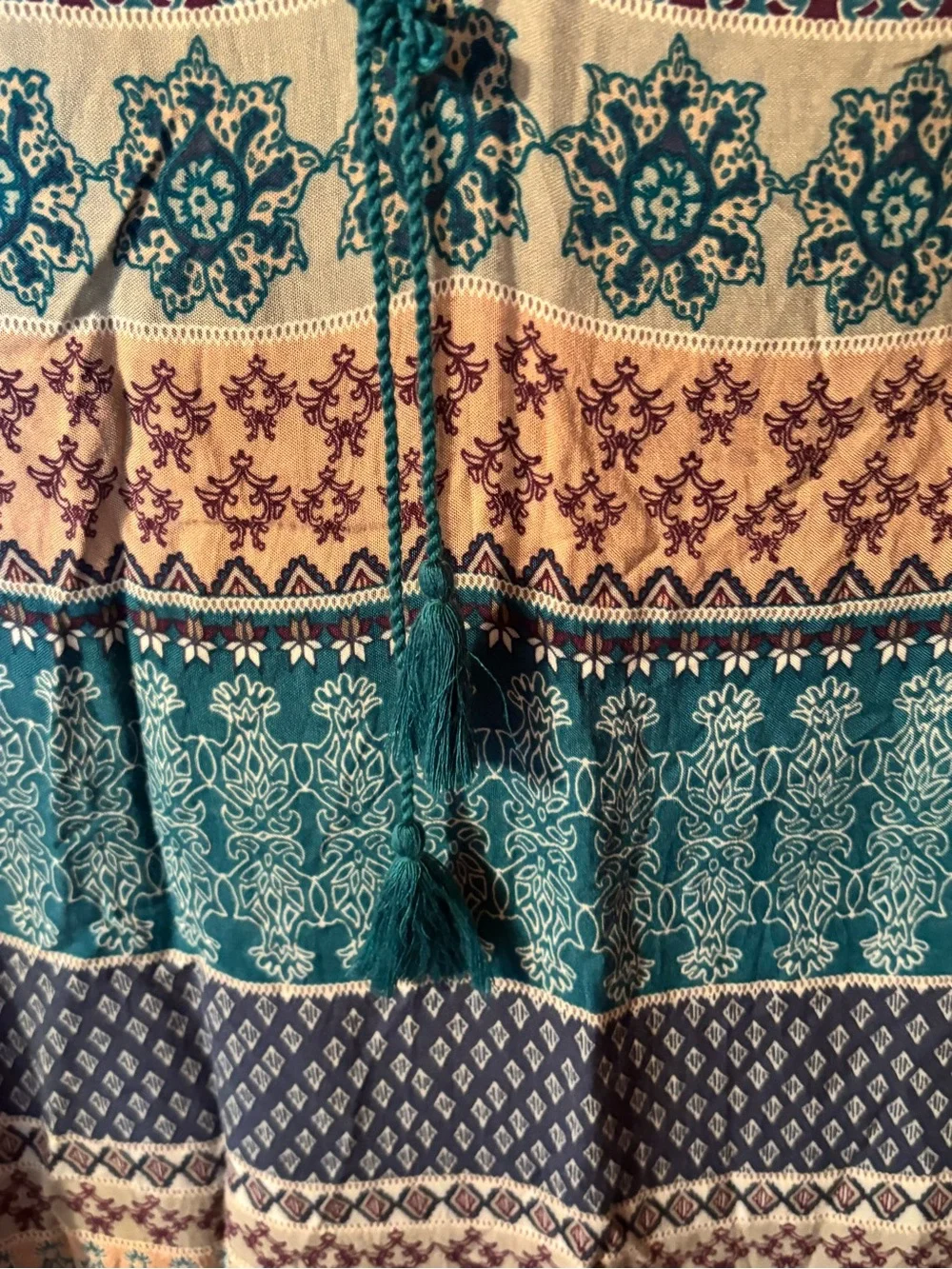 beachlunchlounge Teal, Navy & Cream Patterned Swim Coverup